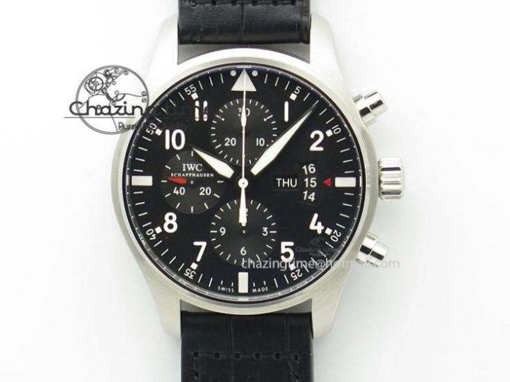 MIROTIME 0326 Bright Pilot Chrono SS AZF 1:1 Best Edition Green Dial on Brown Leather Strap A 7059